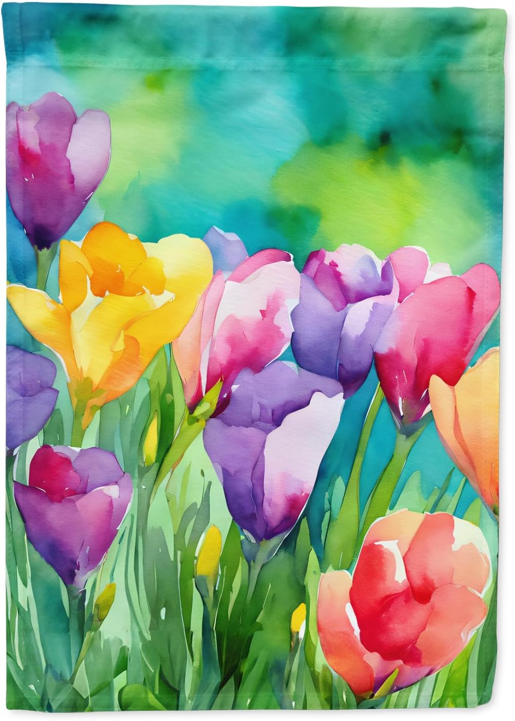 Caroline's Treasures Freesias in Watercolor House Flag Large Porch Sleeve Pole Decorative Outside Yard Banner Artwork Wall Hanging, Polyester, House Size, Multicolor