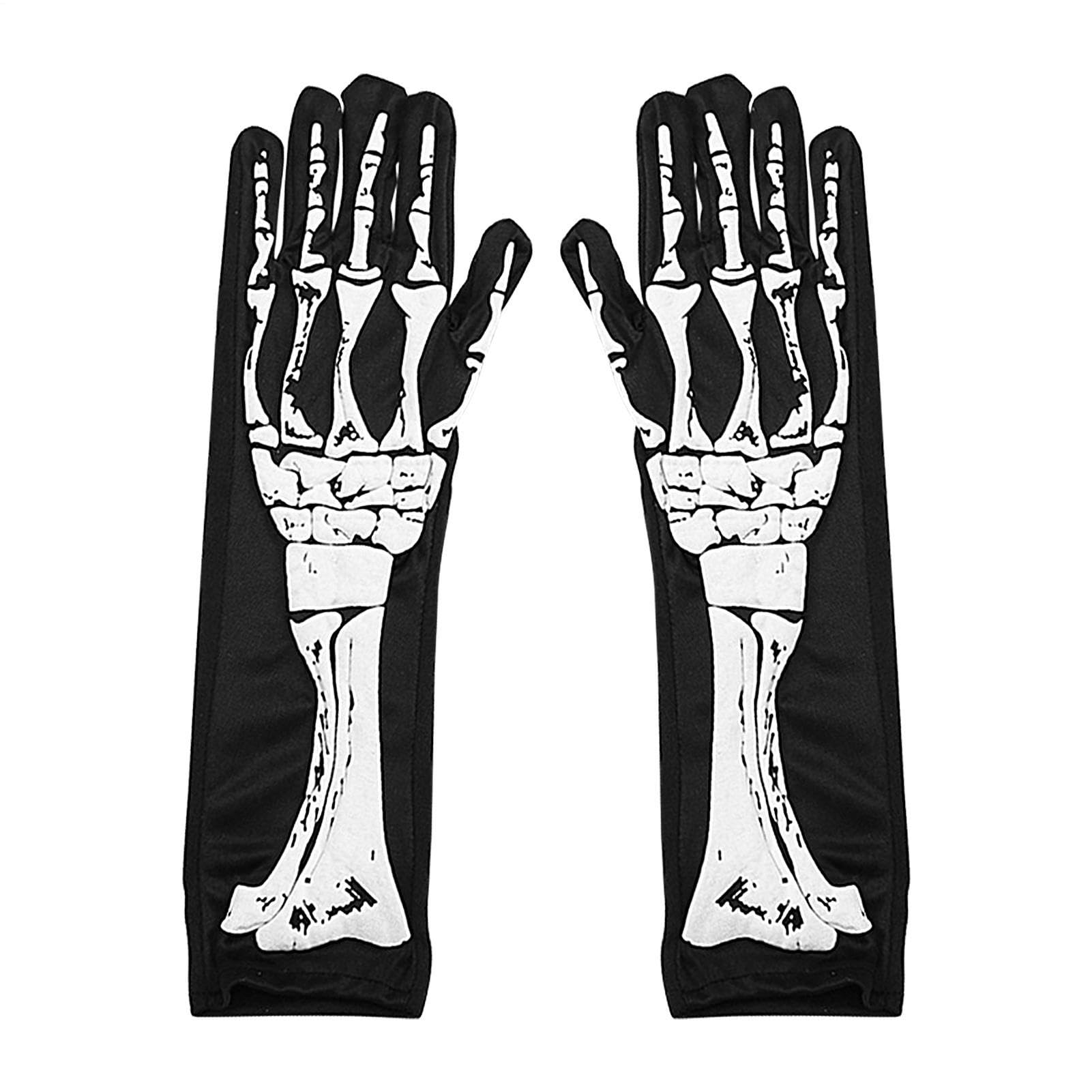 Guantes con esqueleto de mano largos mitones de dedo para carnaval y rol de mascarada 8
