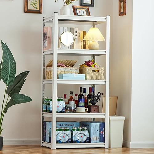 Miniatura 9 de REIBII Estantería de garaje, estantes de almacenamiento resistentes, estantes de almacenamiento blancos, estantes de despensa de 3000 libras,