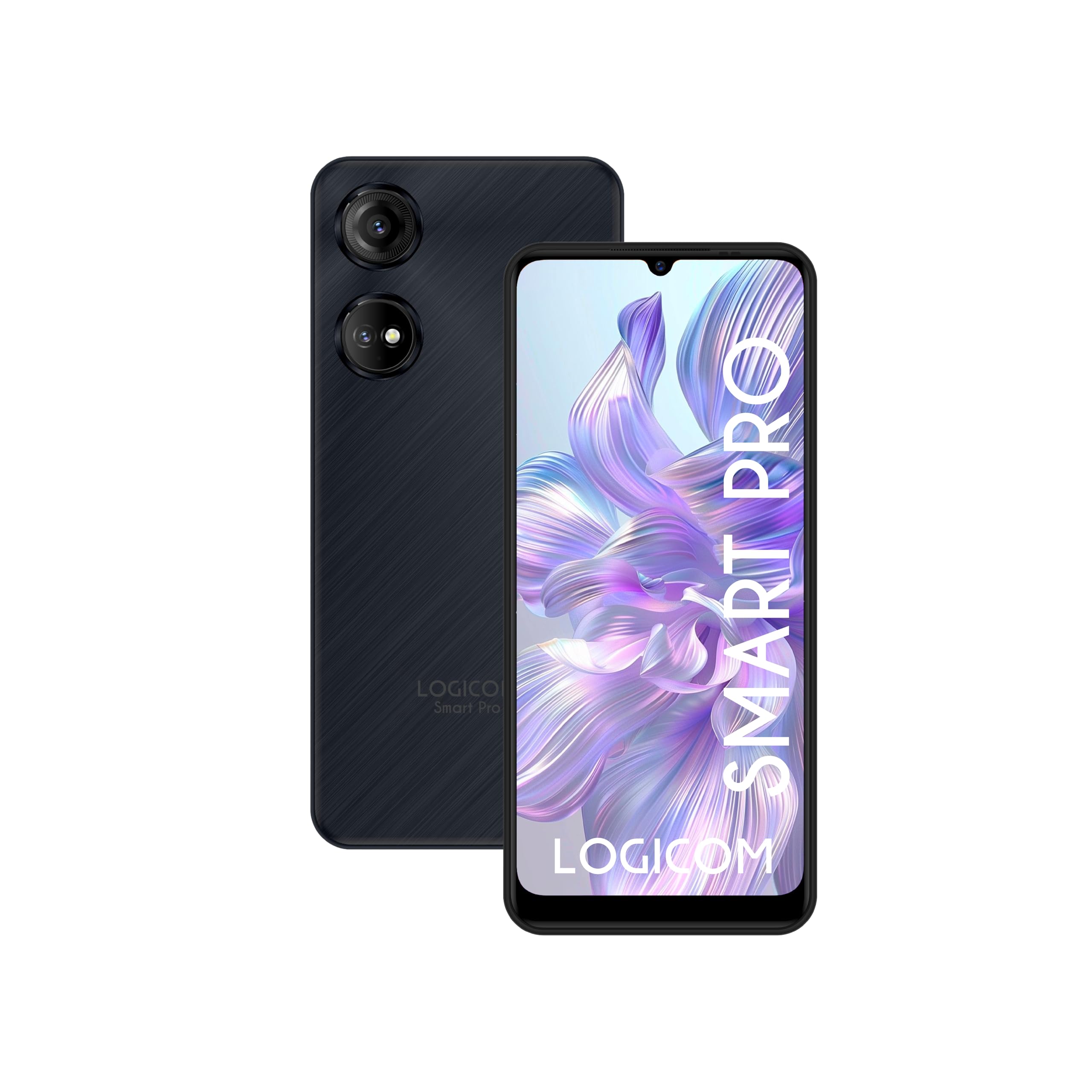 Logicom - Smart Pro - Smartphone 4G Débloqué - Écran 6,7’’ HD - 128Go + 256-6Go RAM - Android 14 - Double SIM - Batterie 5000mAh - USB-C - Wi-FI - 5G - Reconnaissance Faciale - Caméra 50 + 13MP