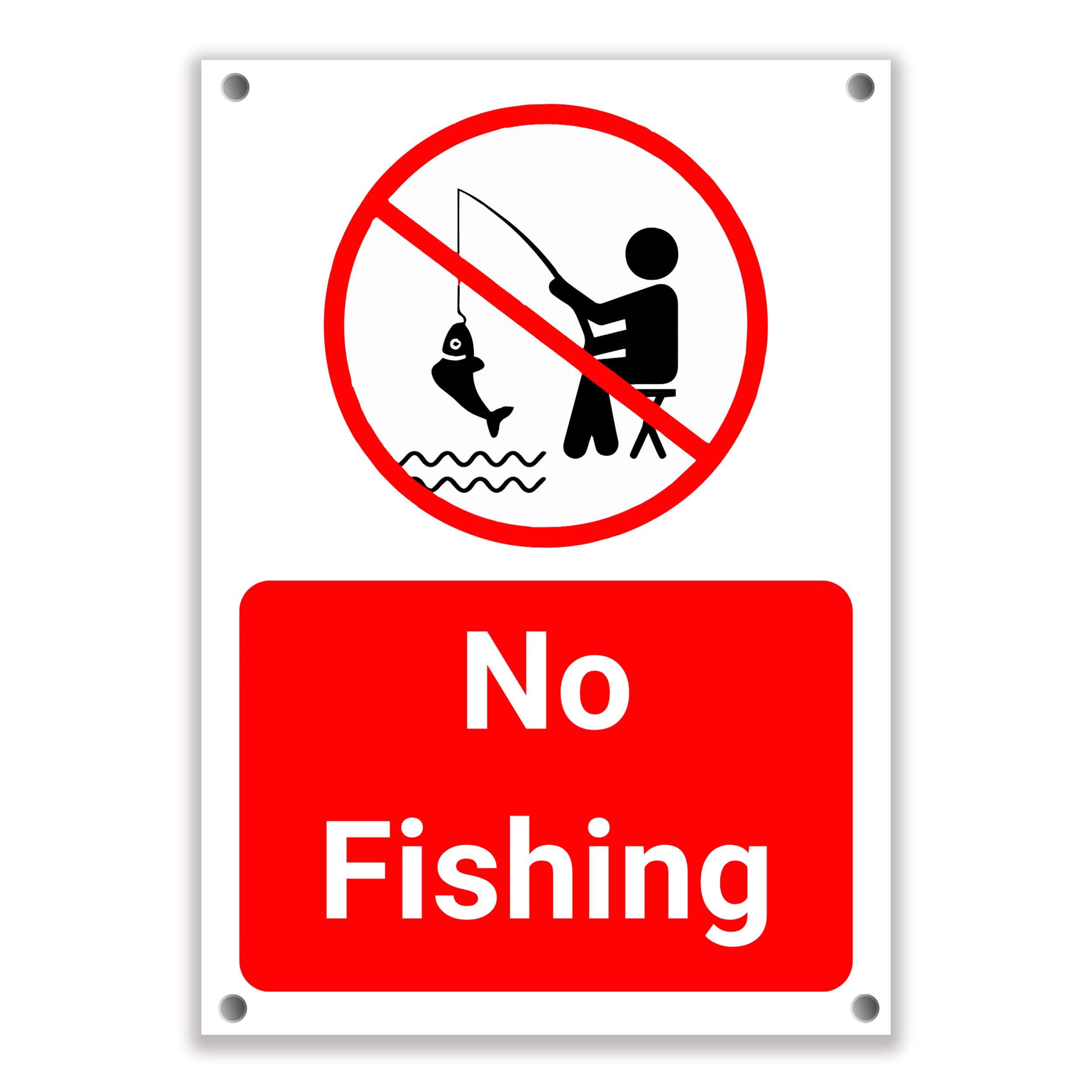 LP Lifestyle No Fishing Sign – Prohibition Safety Notice, Waterproof PVC Warning Sign for Ponds, Lakes, Rivers, Private Land & Restricted Areas No.288 (A4 (210mm x 297mm) – Holes)