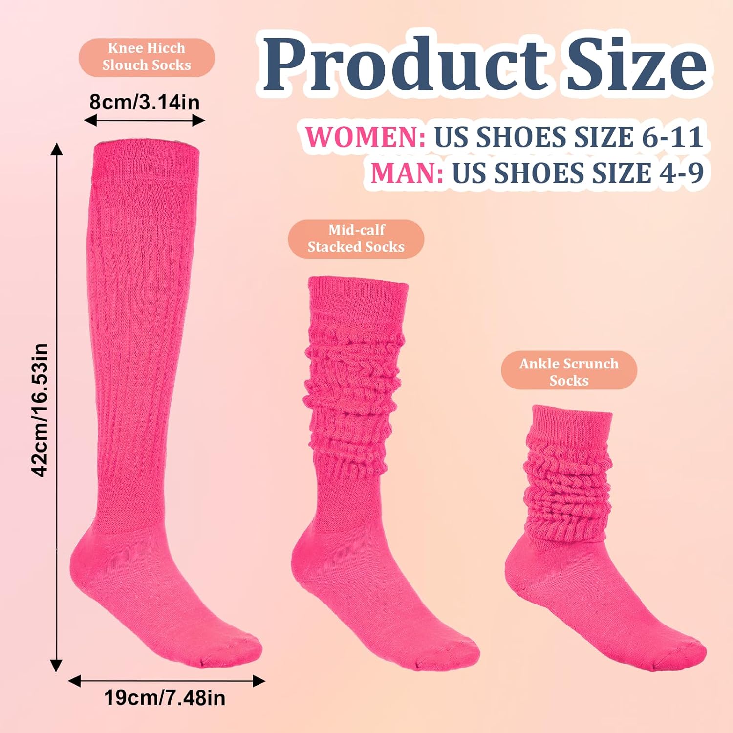 Slouch Socks Women, Extra Long Scrunch Socks Knee High Tube Long Socks Soft Knitted Boot Socks 80s 90s Neon Socks Woman - Image 3