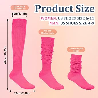 Slouch Socks Women, Extra Long Scrunch Socks Knee High Tube Long Socks Soft Knitted Boot Socks 80s 90s Neon Socks Woman