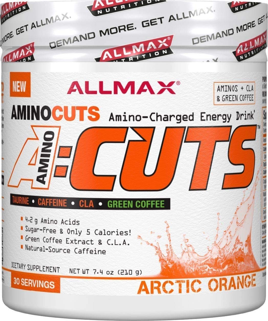 ALLMAX A:CUTS Amino-Charged Energy Drink, Arctic Orange - 210 g - with Caffeine, Green Coffee Extract, L-Carnitine & 2000 mg of Taurine - Sugar & Gluten Free - 30 Servings