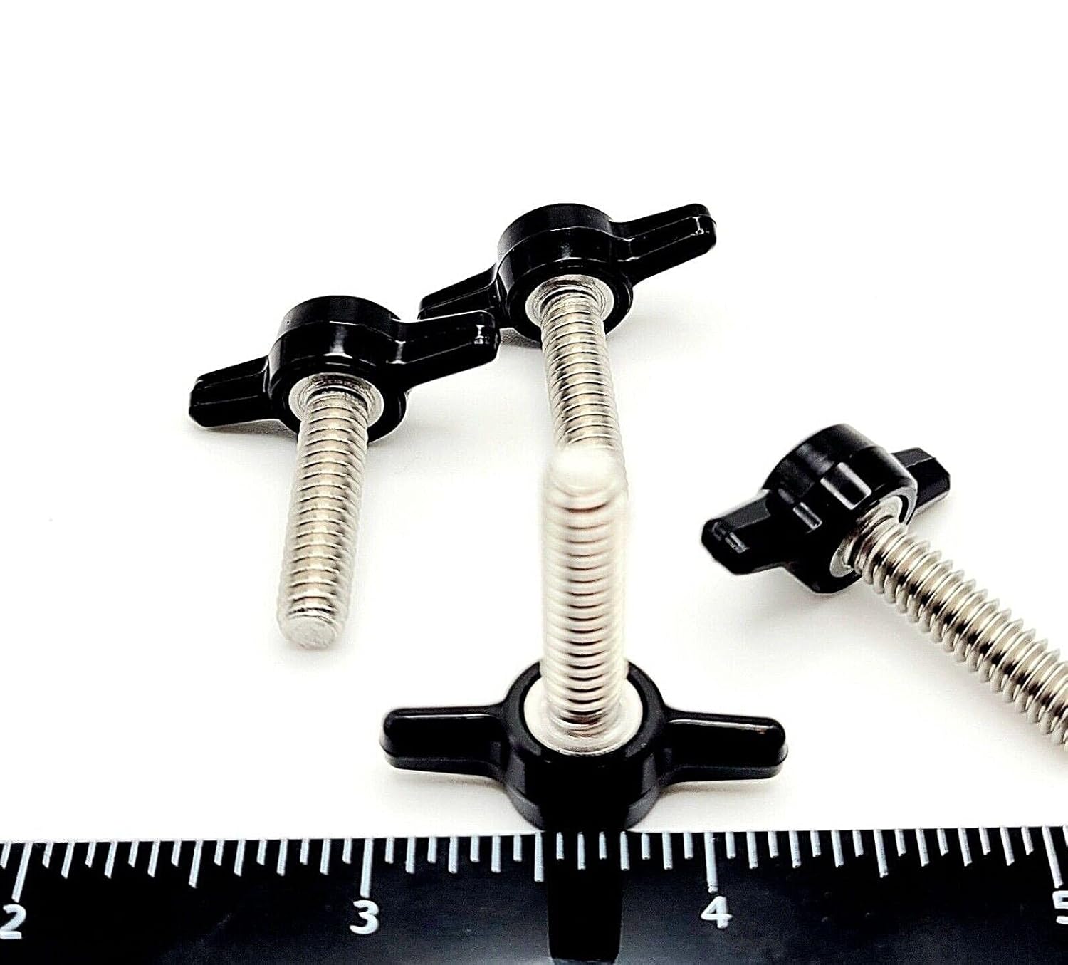 M6 Thumb Screw T Bolts Black Plastic Tee Wing Clamping Knob Stainless Steel Rust Proof Metric 6mm x 1.0mm (Length: 20mm, Pack Size: 12 Pack)