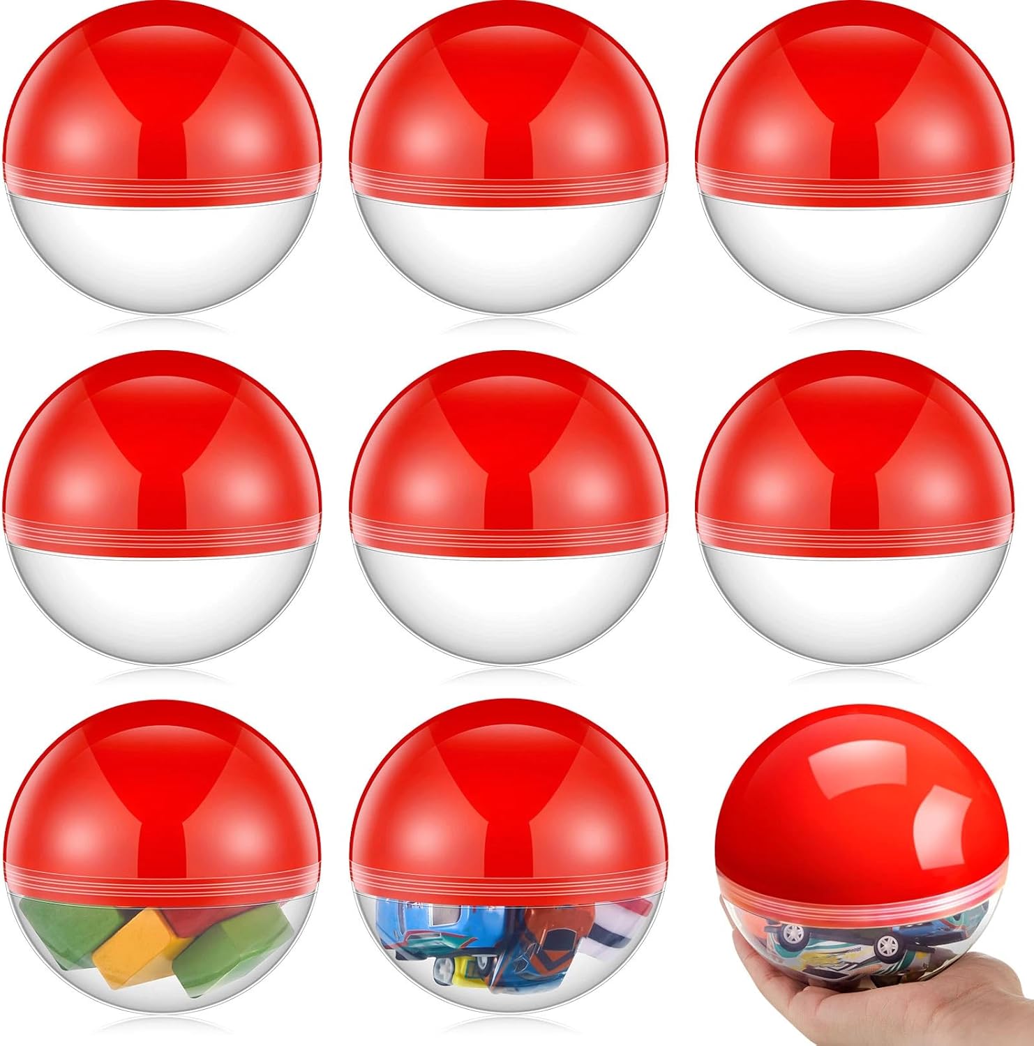 24 Pcs Cartoon Ball Animation Empty Round Capsule Vending Machine Capsules with Clear Top Adult Birthday Gifts Stuffers DIY Craft Supplies Cartoon Multi-item Party Favors (4 Inch)