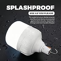 Vista 3 de LED Camping Light, 800 lumens, Powered by Rechargeable Batteries, White Portable Pendant Lights, Waterproof (2.2IN-2)