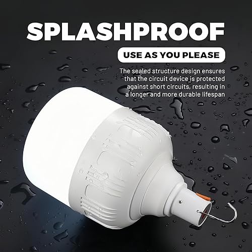 Miniatura 3 de Luz LED para campamento, 800 lúmenes, alimentada por baterías recargables, luces colgantes portátiles blancas, impermeable (2.2 pulgadas - 4)