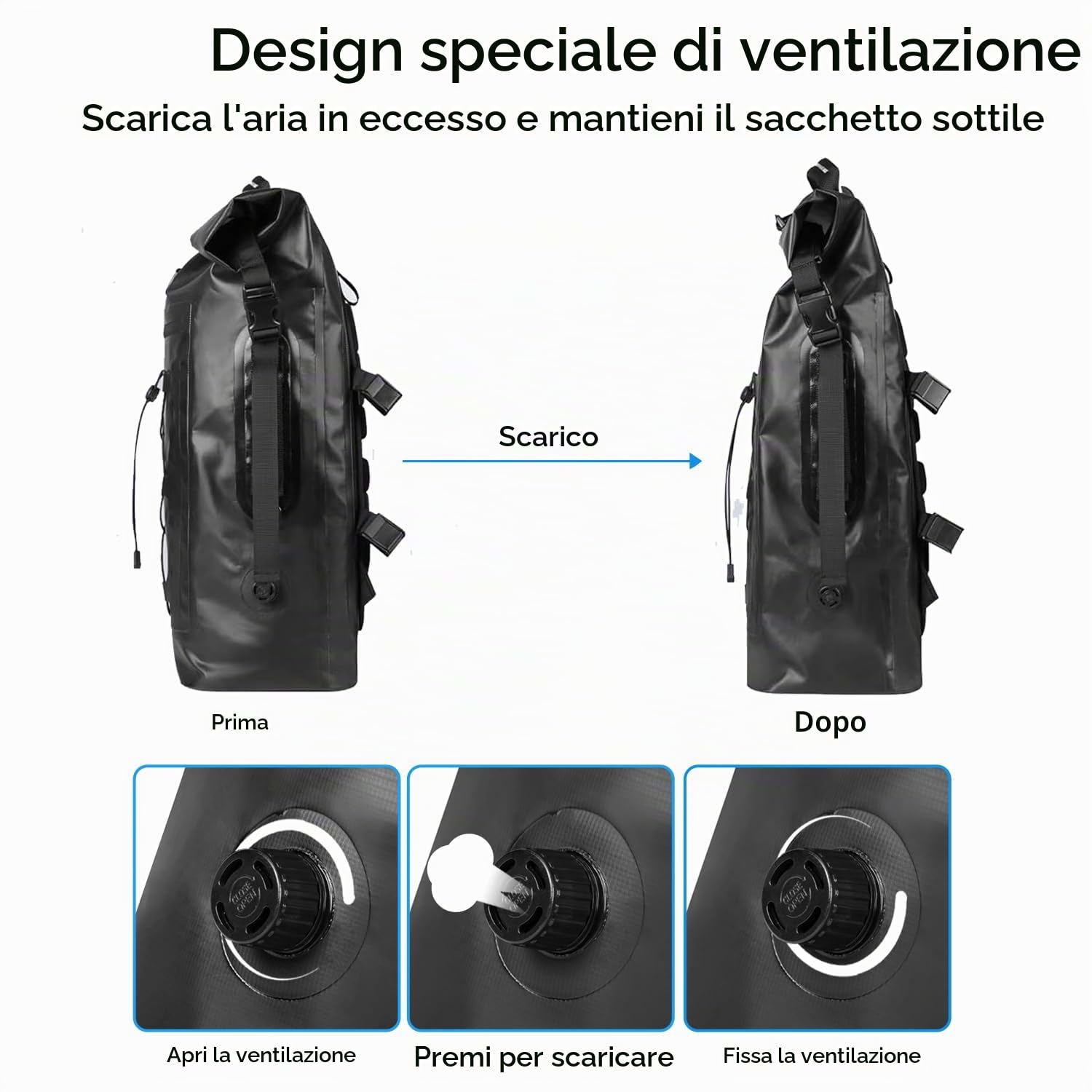Zaino impermeabile per uomini e donne, roll-top, galleggiante, per kayak, rafting, canottaggio, spiaggia (nero), nero, 35L, Sport & All'aperto
