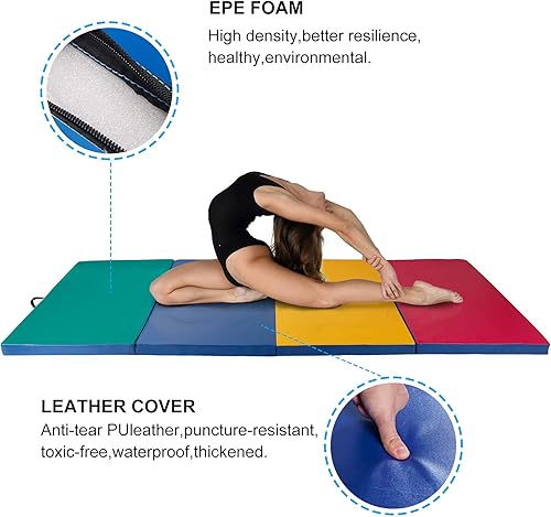 Miniatura 3 de Polar Aurora Colchoneta de gimnasia plegable gruesa de 4 x 8 x 2 pulgadas para ejercicios aeróbicos para yoga