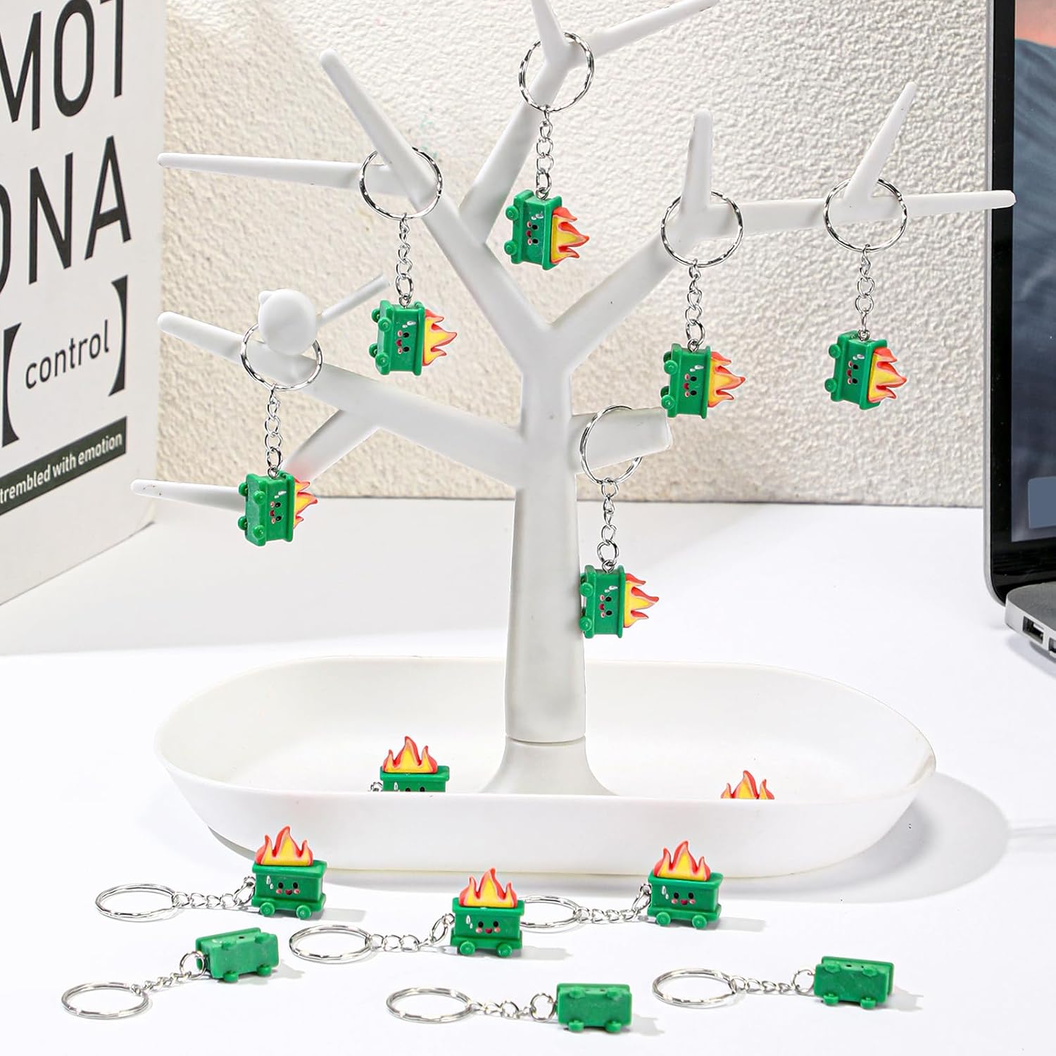 Sureio 24 Pcs Employee Appreciation Gifts Funny Dumpster Keychain with Blaze Office Gag Small Gift for Coworker Nurse(Green,Classic) - Image 7