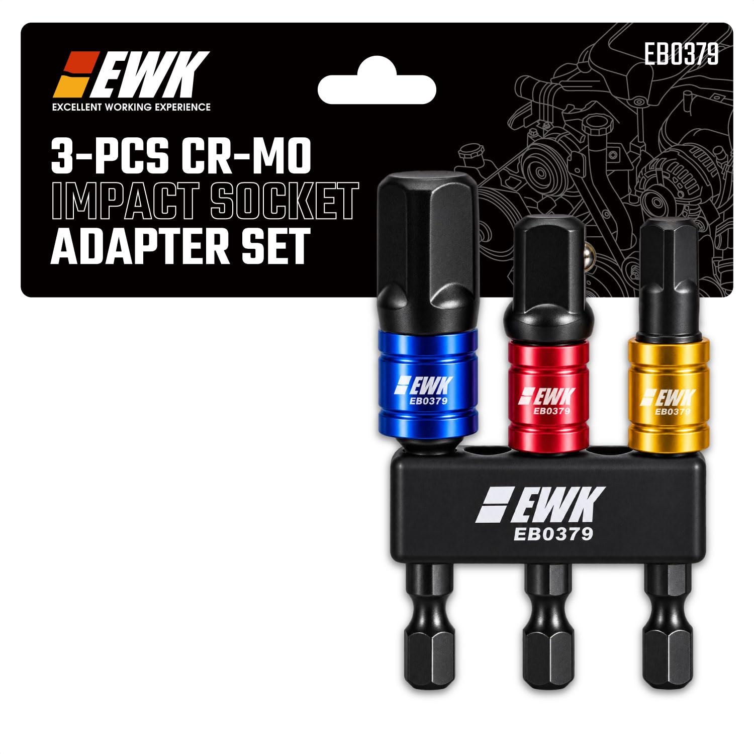 EWK Impact Socket Adapter Set - 3 Drive Sizes -1