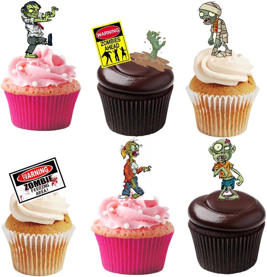 39 Stand Up Halloween Zombie Premium Edible Wafer Paper Cake Toppers Decorations