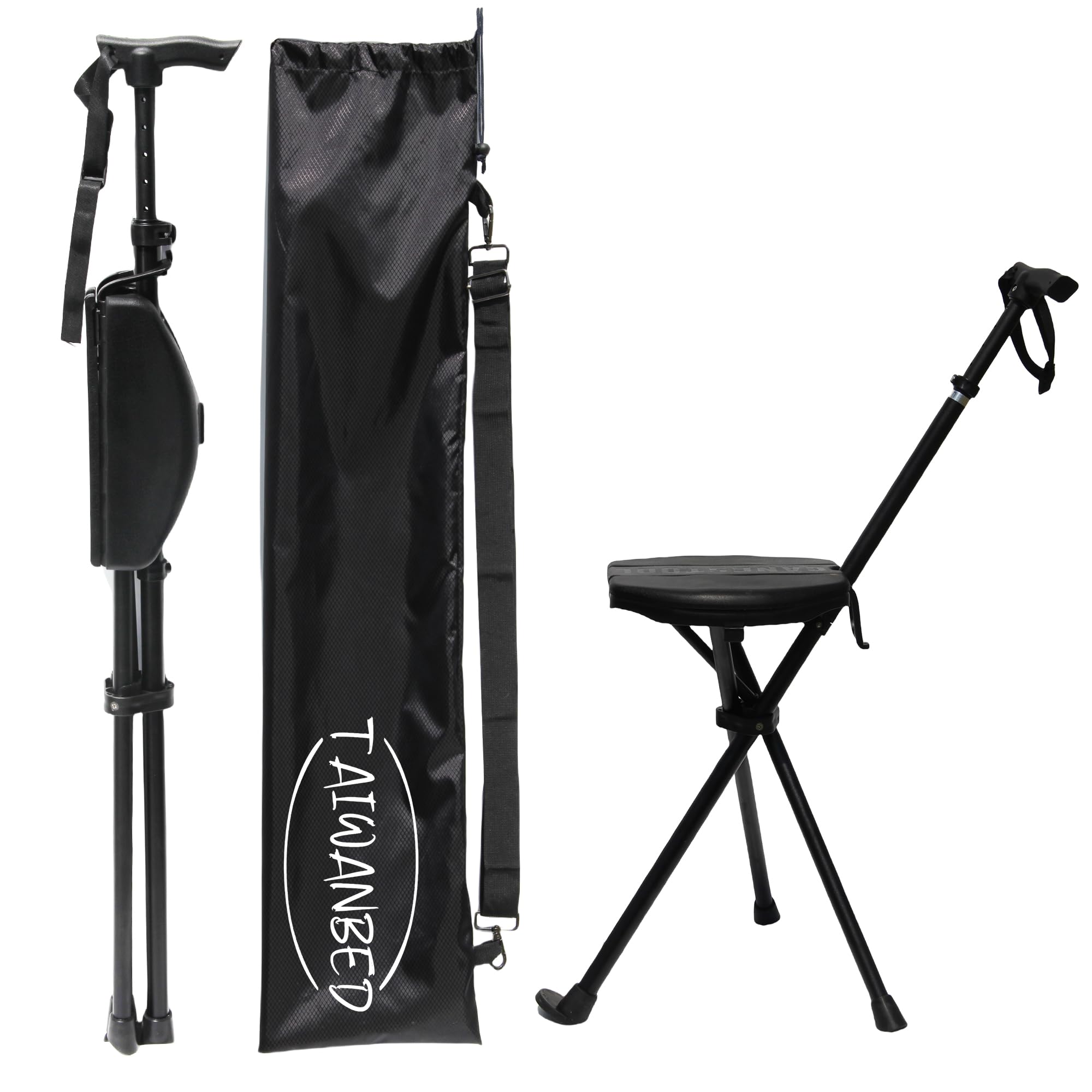 Bastón Mejorado con Asiento, bastón Plegable portátil, Bastones Ajustables para Mujeres y Hombres, bastón retráctil de Altura para Ancianos y Mujeres, Viajes al Aire Libre