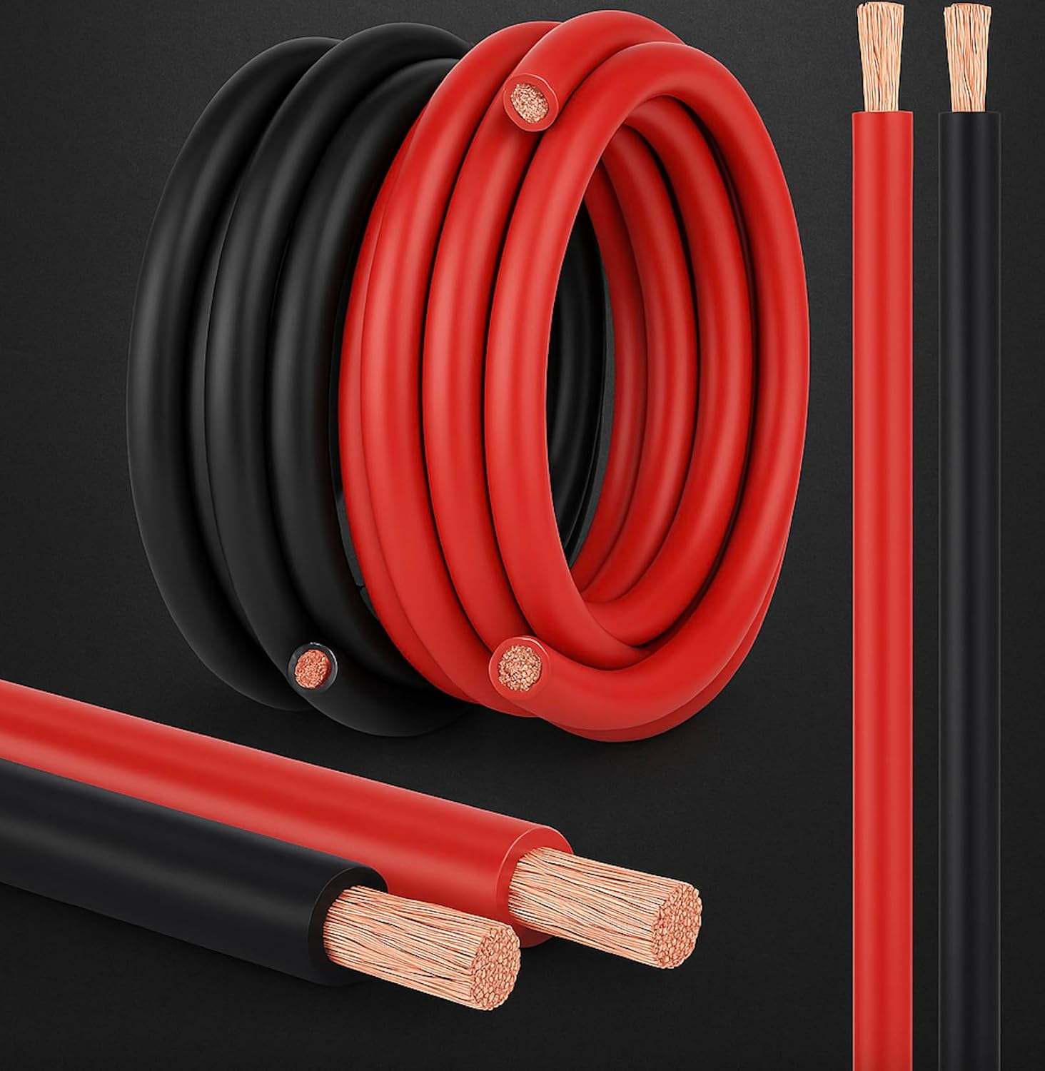 6 AWG EPR Welding Cable - Pure Copper Battery Cable, Flexible Power Wire for Car, Inverter, RV, Solar, Audio, Marine (25 FT Black + 25 FT RED, 6 AWG)