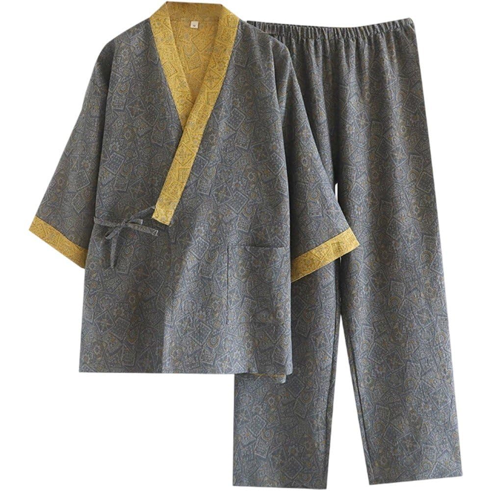 Pigiama Kimono E Uomo, in Morbido Cotone, Casa, Casual, Leggero, Bagno, Stile Giapponese, Ampio, Casa