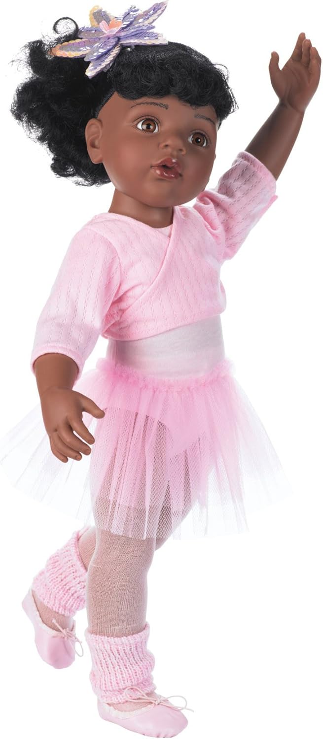 Gotz Hannah at The Ballet - 19.5" African American Poseable Doll with Extra Outfit (Denim Overalls, Shirt & Sandals) and Long Black Hair to Wash & Style