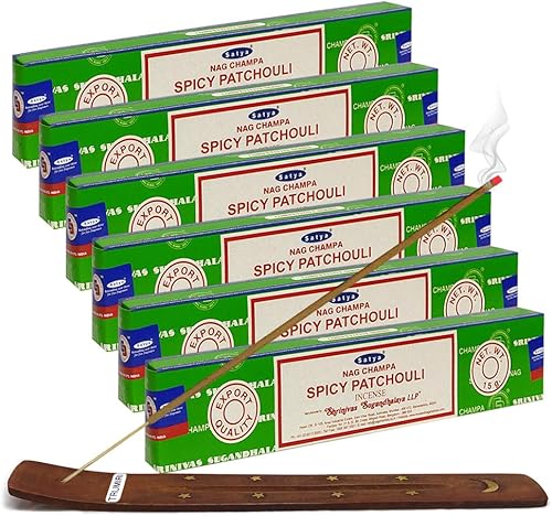 Vista 148 de Satya Sai Baba Nag Champa - Varitas de incienso de 0.53 oz y soporte - Paquete de 6 (aproximadamente 90 varillas)