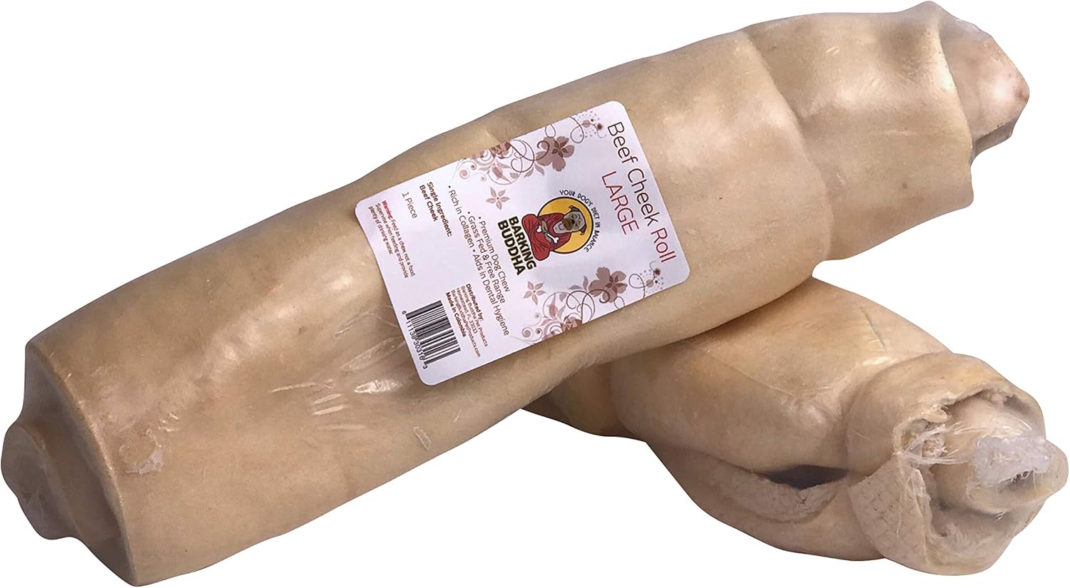 Original Beef Cheek Rolls | Super Thick | All Natural Rawhide Alternative No Hide Premium Dog Chew Sticks | Natural Beef | Large 10-12 Inch (5 Pack)