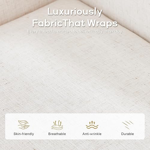 Miniatura 8 de HUIMO Silla de Acento para Sala de Estar, Sillón Tapizado con Botones Capitoné, Sillas de Sofá de Tela de Lino para Dormitorio, Sala de Estar, Silla