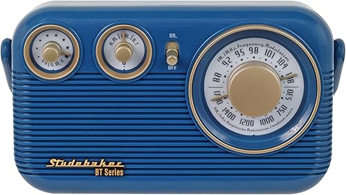 Miniatura 2 de Studebaker SB2003BTBL Bluetooth Retro Radio AM/FM portátil con CA o operación de batería (azul) Azul,Oro Rosa,verde