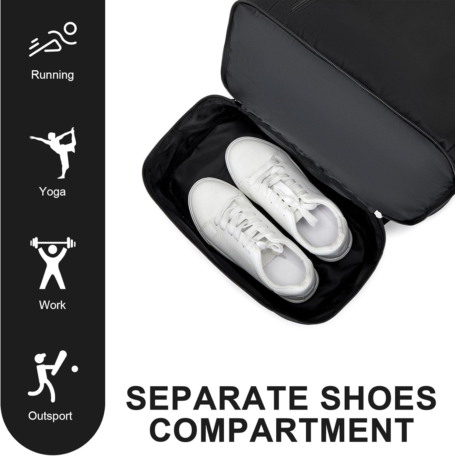 seyfocnia Large Gym Backpack for Men,Waterproof Travel Backpack With Shoe Compartment Lightweight Sports Gym Bag Casual Daypack, Black - Image 5