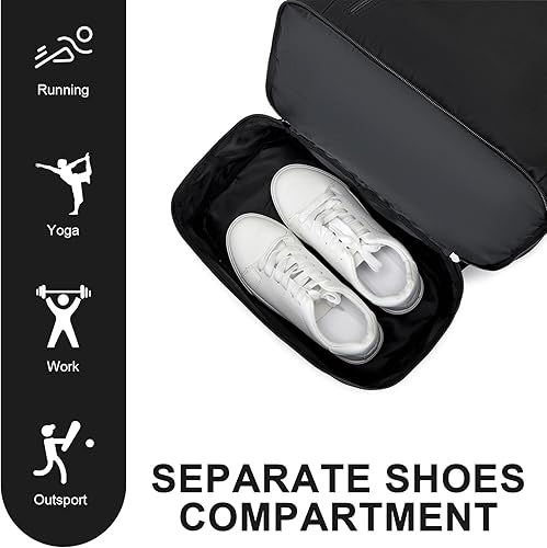 Miniatura 5 de seyfocnia Mochila de gimnasio, mochila con compartimento para zapatos Mochila deportiva, Negro -, Mochilas Daypack