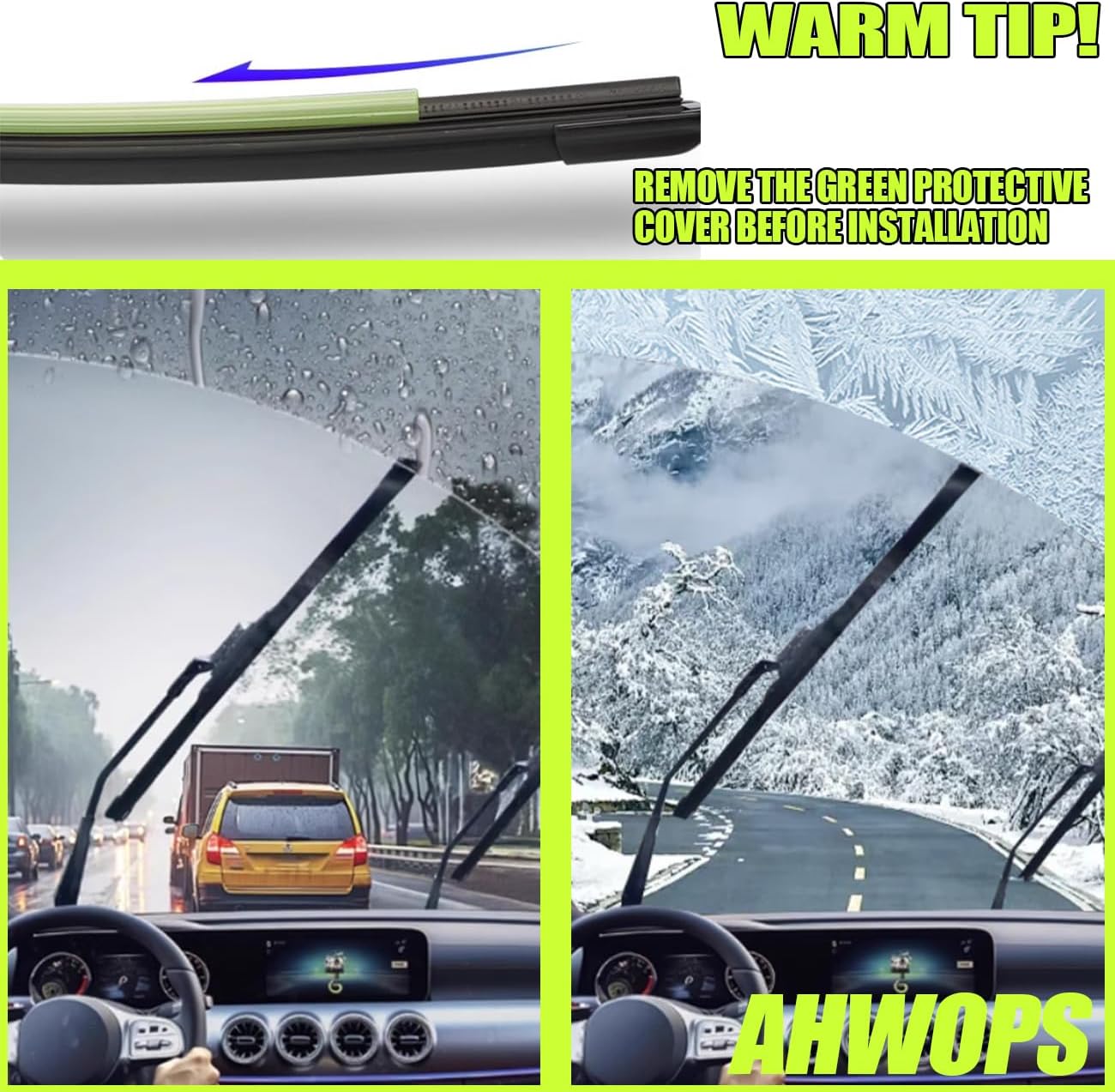 Front Wiper and Rear Wiper Blade Replacement for Benz GLB 250 4MATIC AMG GLB35 2020 2021 2022 2023 2024 OEM Wiper Blades, Genuine Replacement (24“/22”/12” 3-Pack)