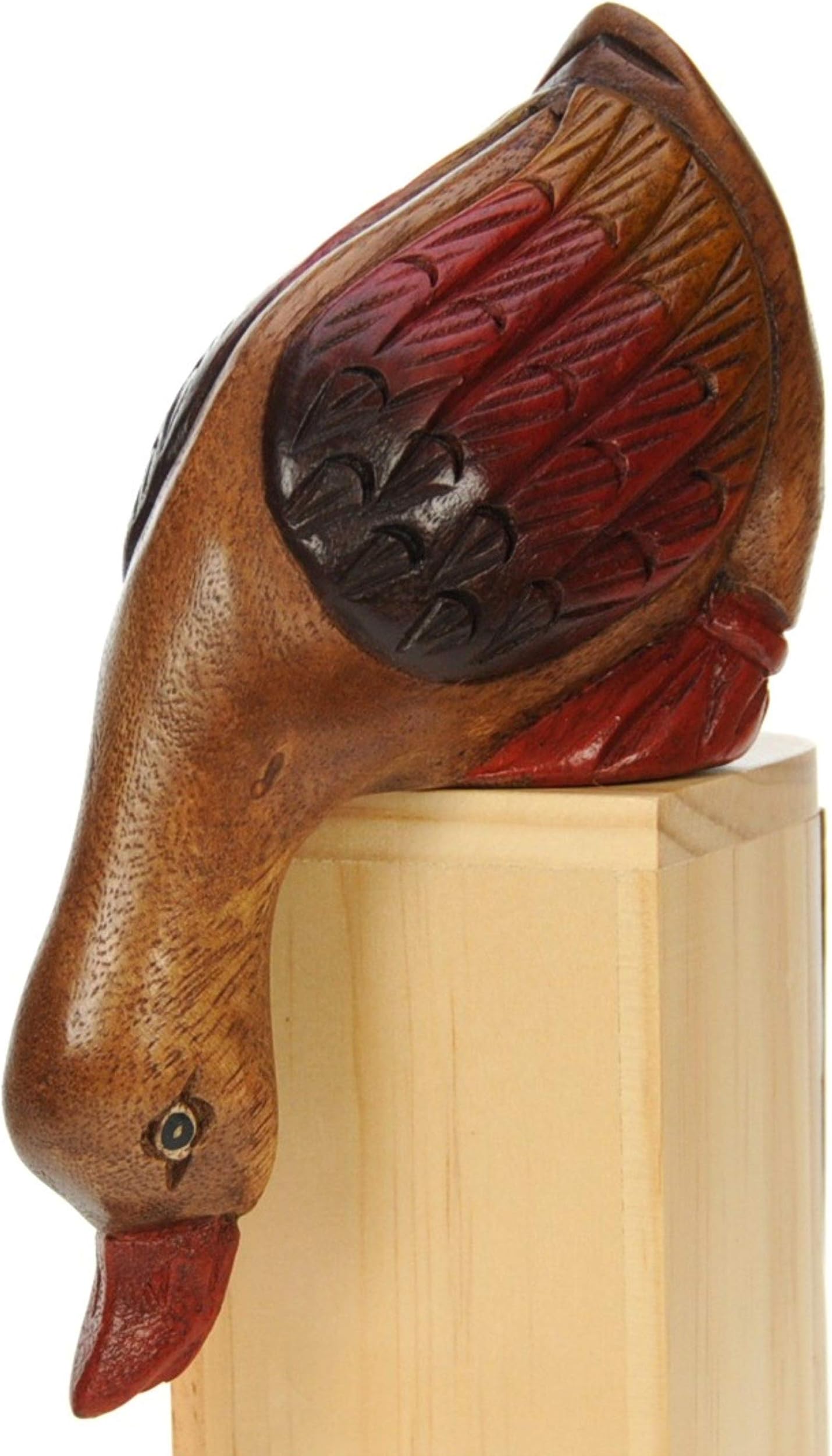 Hand Carved Duck Looking Over Edge Ornament – Decorative Wooden Carving - Wonderful Gift – Beautifully Crafted Sculpture (Approx Length 25cm) Top Gift Idea : High Quality Traditional Wooden Present For Children, Adults or Animal Lovers!