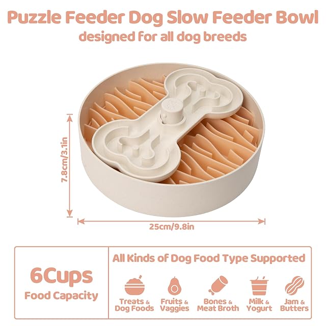 Foto 4 de 8 de Puzzle Feeder Cuenco Rosa Grande para Comida Seca, húmeda y cruda para Perros