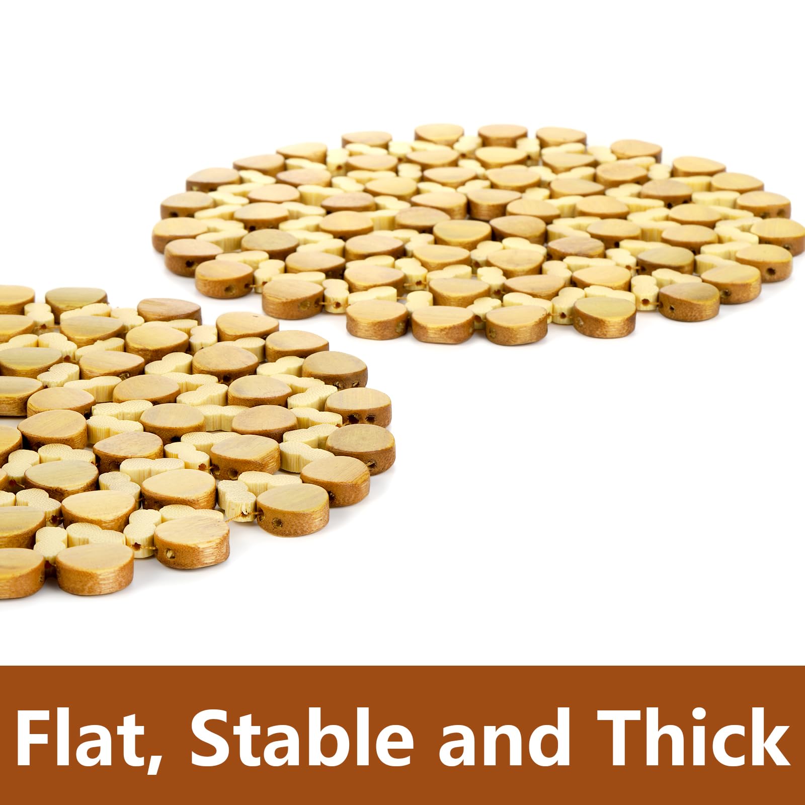 Lawei Lot De 8 Dessous De Plat En Bambou Antidérapant Avec Coussinets Antidérapants Résistants à La Chaleur, Pour Plats Chauds, Casseroles, Bols, Théières, Supports De Casseroles Chaudes, Carrés Et