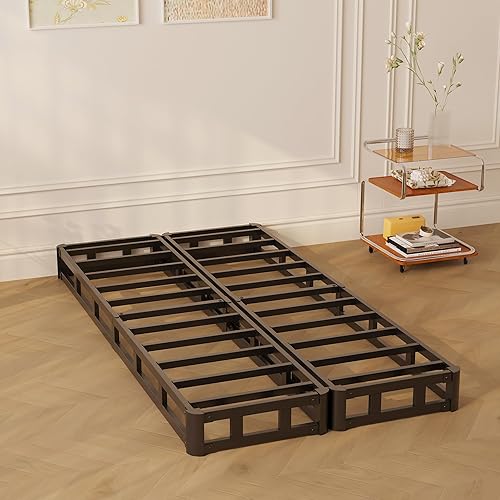 Miniatura 45 de Somier individual XL de 9 pulgadas, base de cama de metal resistente con funda de tela, base de colchón, fácil montaje, sin ruido, color negro 9