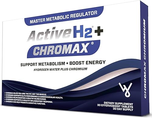 Active H2+ Chromax - Tabletas de agua de hidrógeno con cromo - Apoya el metabolismo y la energía - Suplemento de hidrógeno molecular y cromo - 30