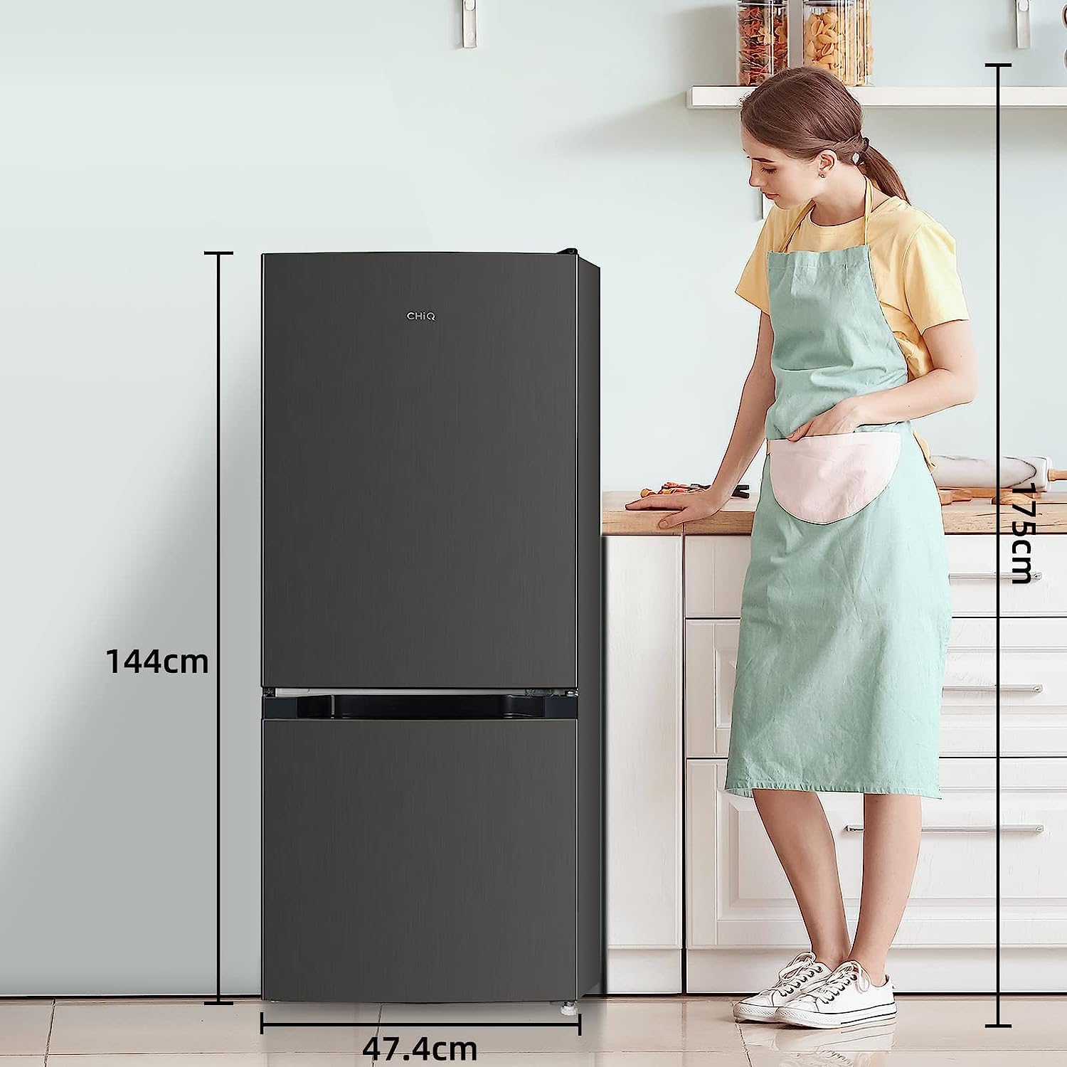 CHIQ Réfrigérateur congélateur bas FBM157L42 157L 47cm Low frost 39db Portes réversibles