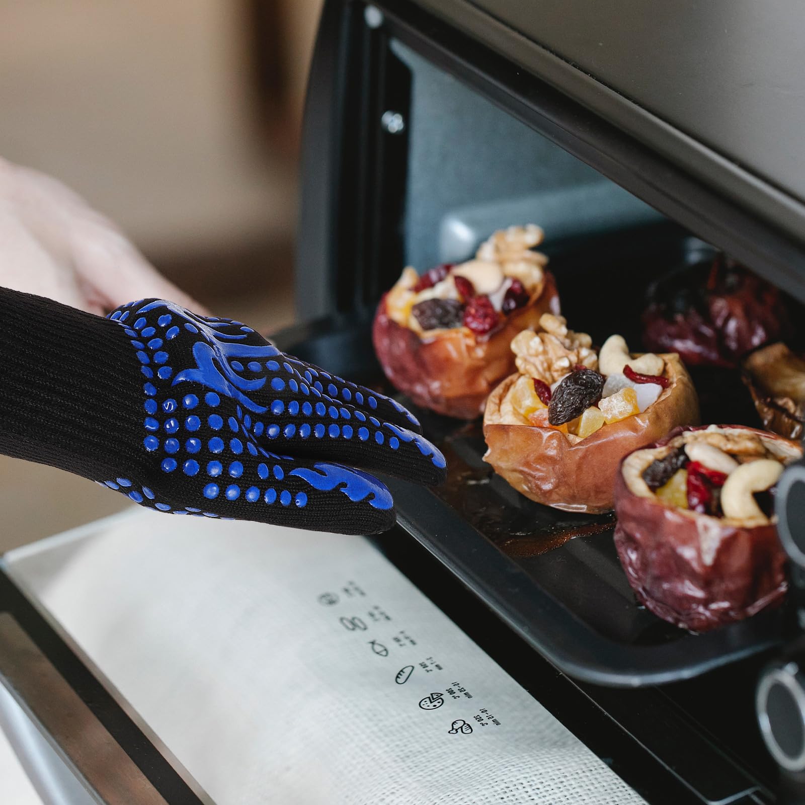 BESPORTBLE 6 Pares Guante de Horno Resistente al Calor de Silicona Azul,