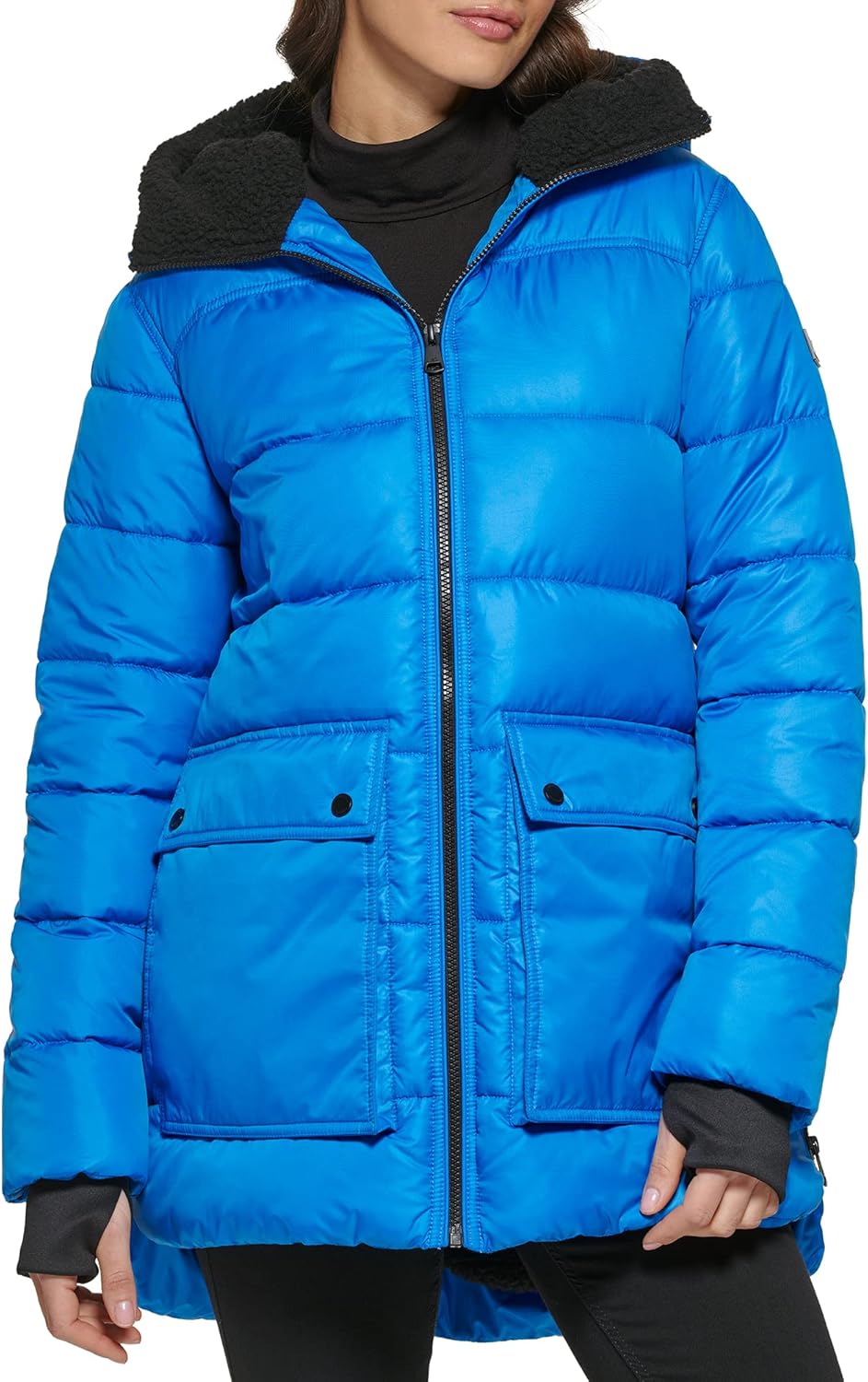 Kenneth Cole Women's Mixed Media Puffer Jacket Kuwait Ubuy