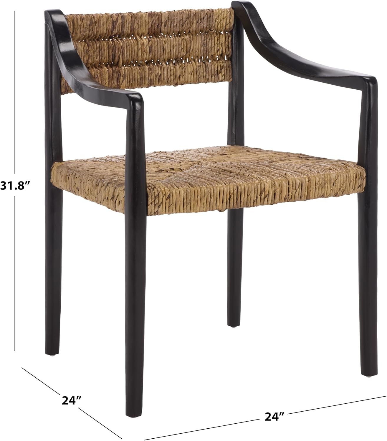 SAFAVIEH Couture Collection - Kona Woven Abaca Dining Chair, Black & Natural, Handwoven Seat and Backrest, Fully Assembled (CWK2030A)