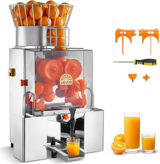 VEVOR Commercial Orange Juicer Machine, 120W Electric Automatic Orange Squeezer,