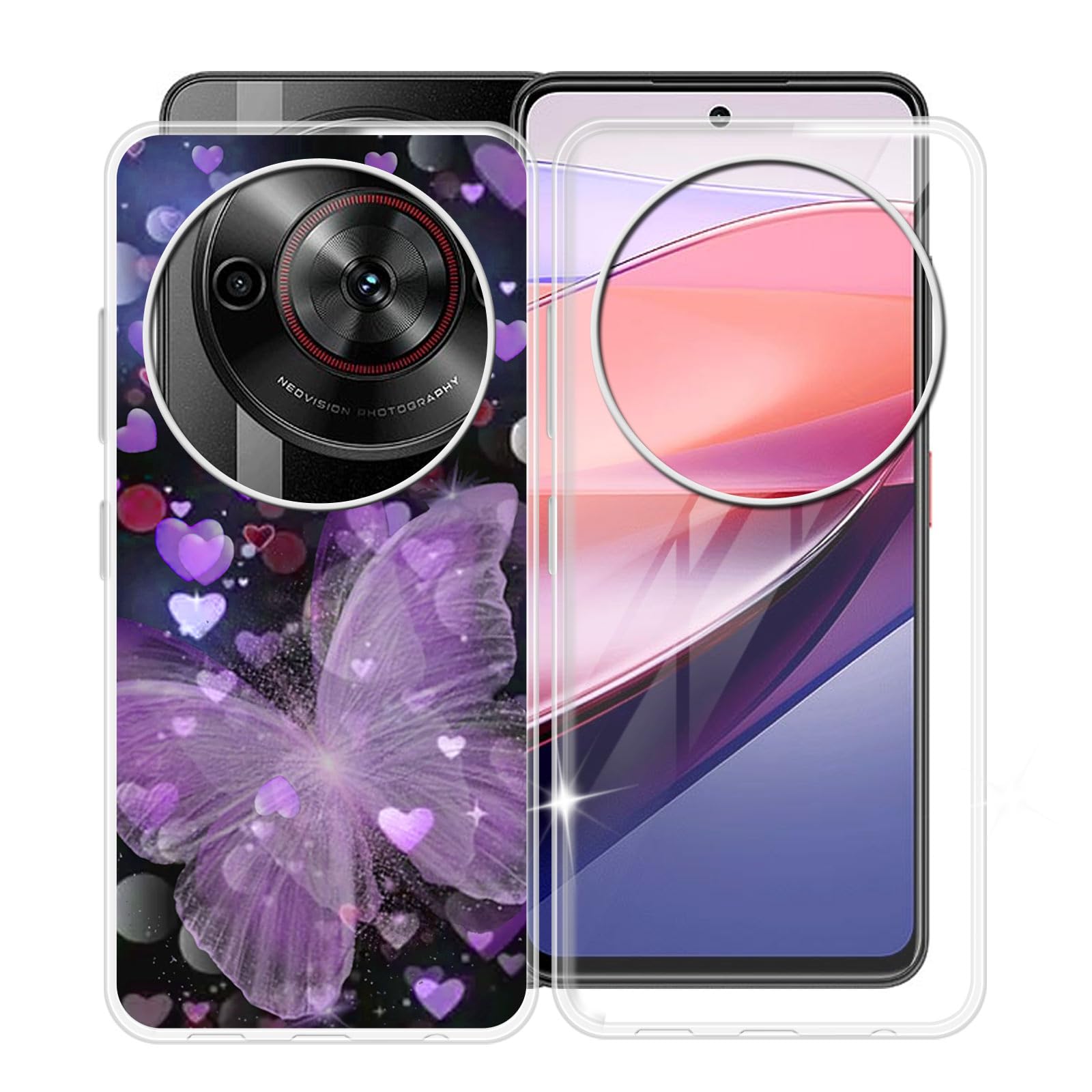 Handyhülle Für Nubia Focus 5G (6.60") – Mit Gehärteter Glasfolie, Schwarz, Stoßfest, TPU-Silikon, Anti-Kratz-Schutz