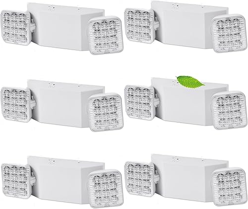 Luces de emergencia LED con respaldo de batería, luz de emergencia comercial ajustable con 2 lámparas LED, luz de emergencia blanca para negocios y