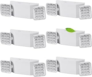 Led Emergency Lights with Battery Backup, Adjustable Commercial Exit Lighting with 2 LED Lamp, AC110V/277V Emergency Exit Lighting 6 Pack
