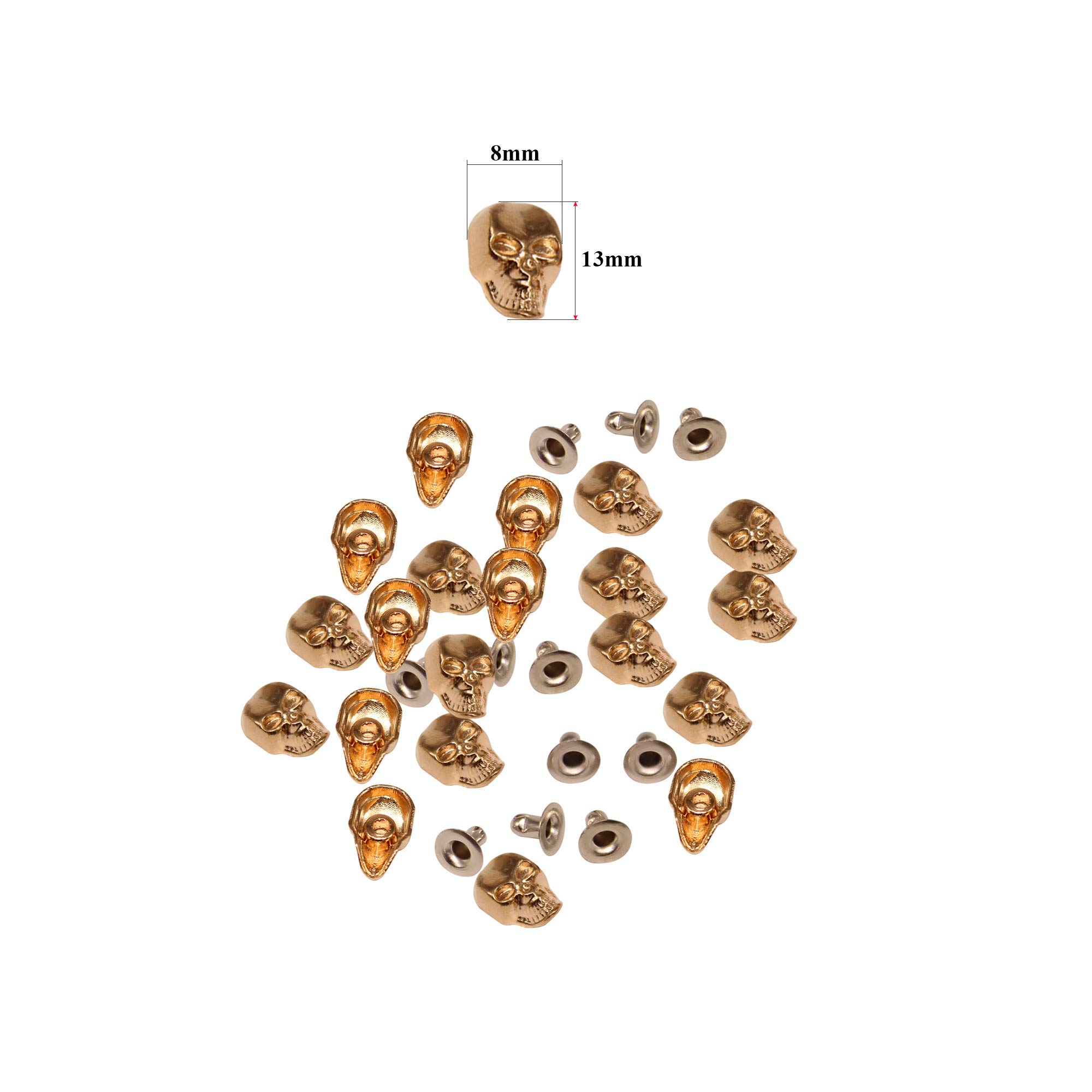 Lot De 100 Rivets Tête De Mort En Métal Argenté – 8mm X 13mm – Pour Customiser Cuir, Vêtements Punk, Accessoires Gothiques – Faciles à Poser