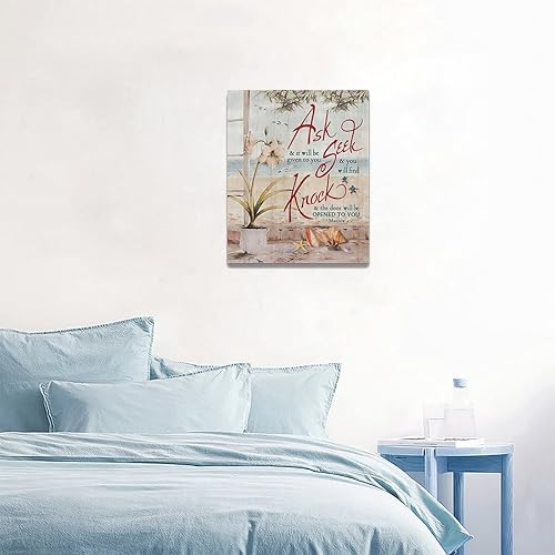 Miniatura 6 de Arte de pared con versículo bíblico en la playa, escrituras cristianas, flores, imágenes, decoración de pared, impresiones en lienzo enmarcadas,