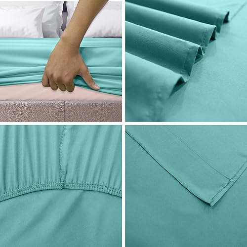 Miniatura 2 de Homes Perception - Juego de sábanas de microfibra de 4 piezas, sábanas ultrasuaves para ropa de cama, sábanas de microfibra cepillada, bolsillos