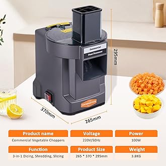 YUCHENGTECH Vegetable Cutter Dice Cutter Electric Multifunctional Vegetable Cutter with 3 Blades Electric Vegetable Cutter Cube for Dicing Cutting and Chopping Vegetables 100 W