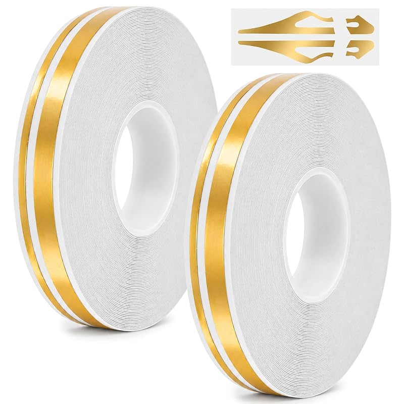 Fita Pinstriper Dourada Ymapinc para Carros – 2 Rolos com Larguras de 0,5 cm e 0,2 cm