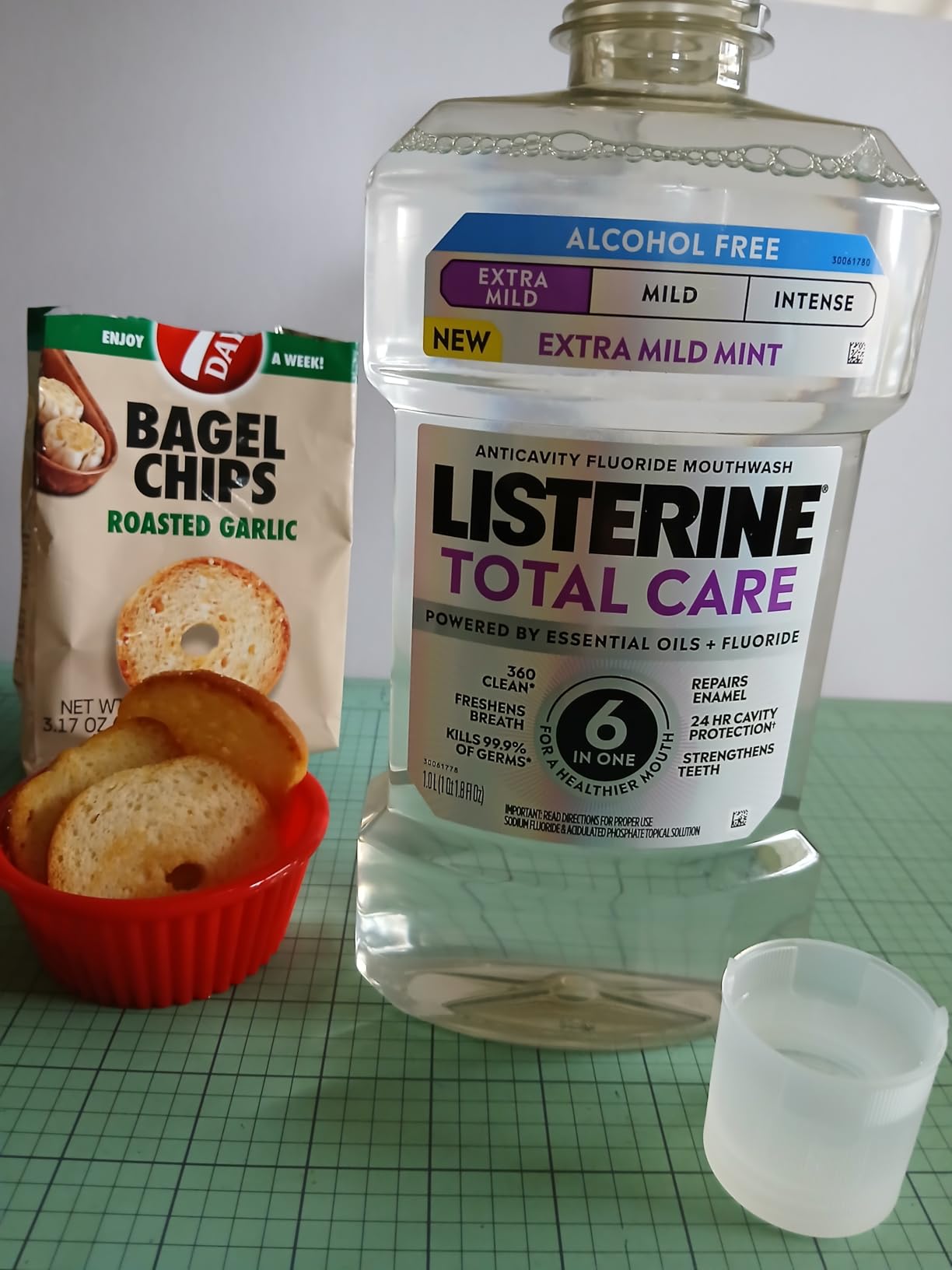 Kenvue Listerine Total Care Alcohol-Free Anticavity Fluoride Mouthwash, 6 Benefit Oral Rinse to Help Kill 99.9% of Germs that Cause Bad Breath & Strengthen Enamel, Dye-Free, Extra Mild Mint Flavor, 1 L 10 mL