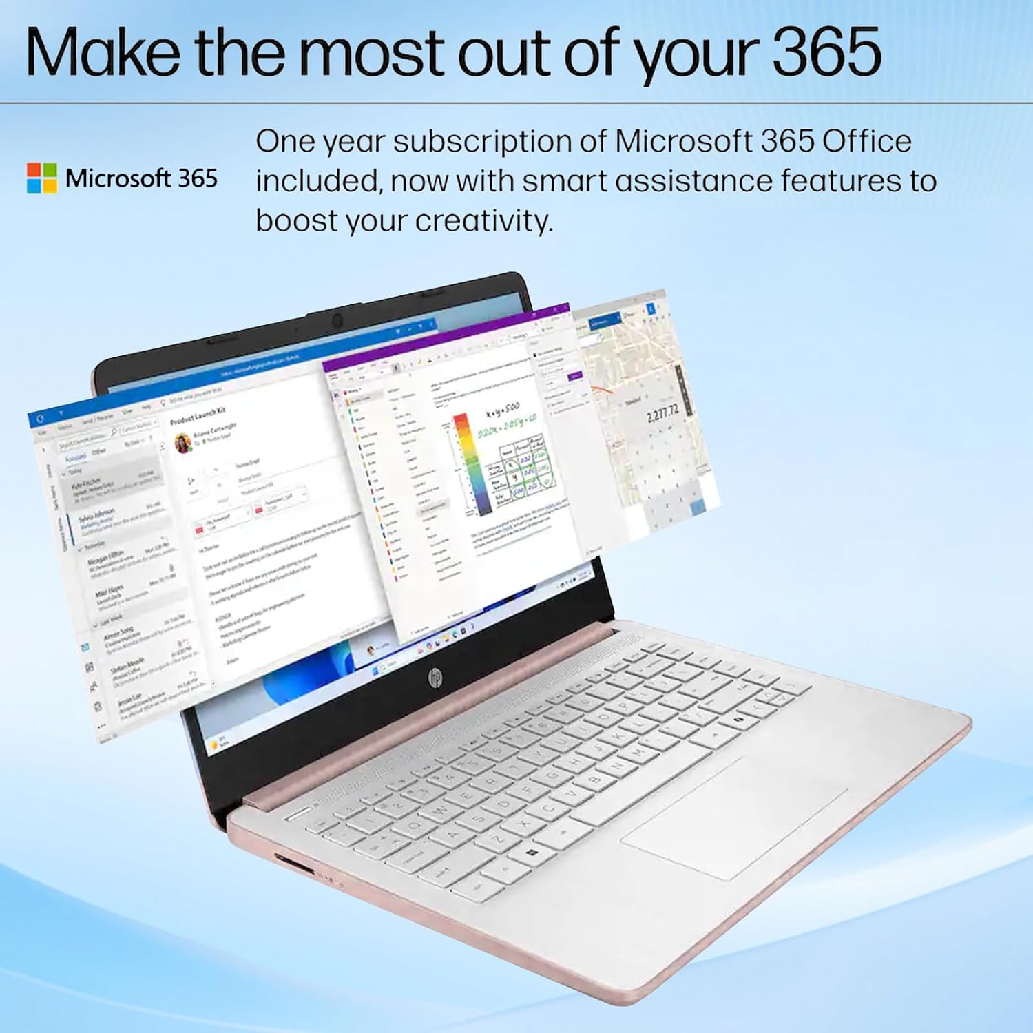 HP 14" HD Student Business Laptop, Intel Quad-Core N150, 8GB RAM, 128GB eMMC, 1 Year Office 365, Slim Design, Webcam, HDMI, Bluetooth, WiFi, Win 11 Pro, Rose Gold image 2