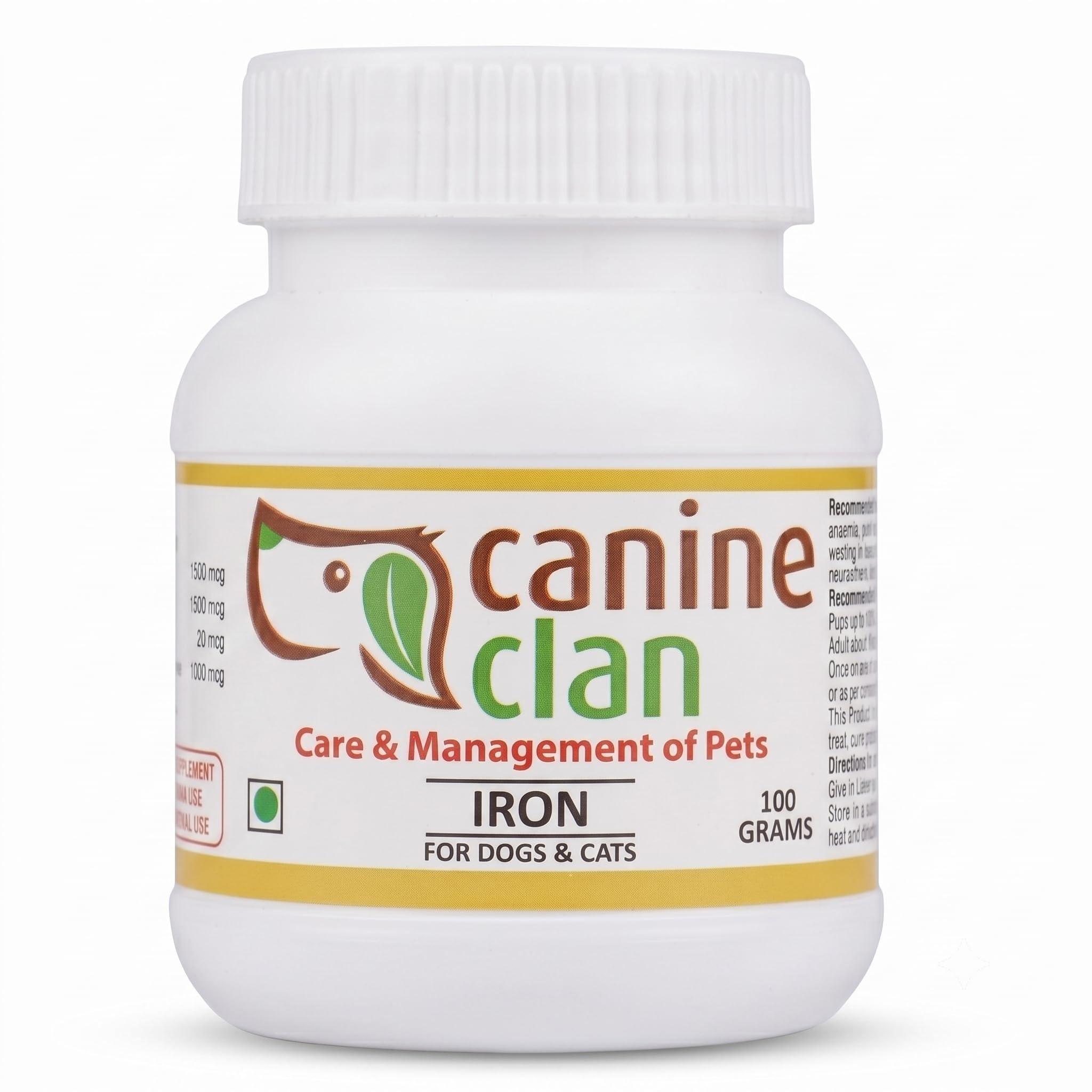 (Iron) - for Dogs & Cats | for Lethargy, Pale Gum, Panting, Low Appetite, Weight Loss & Poor Coat Health in Pets | 100 Grams-image-0