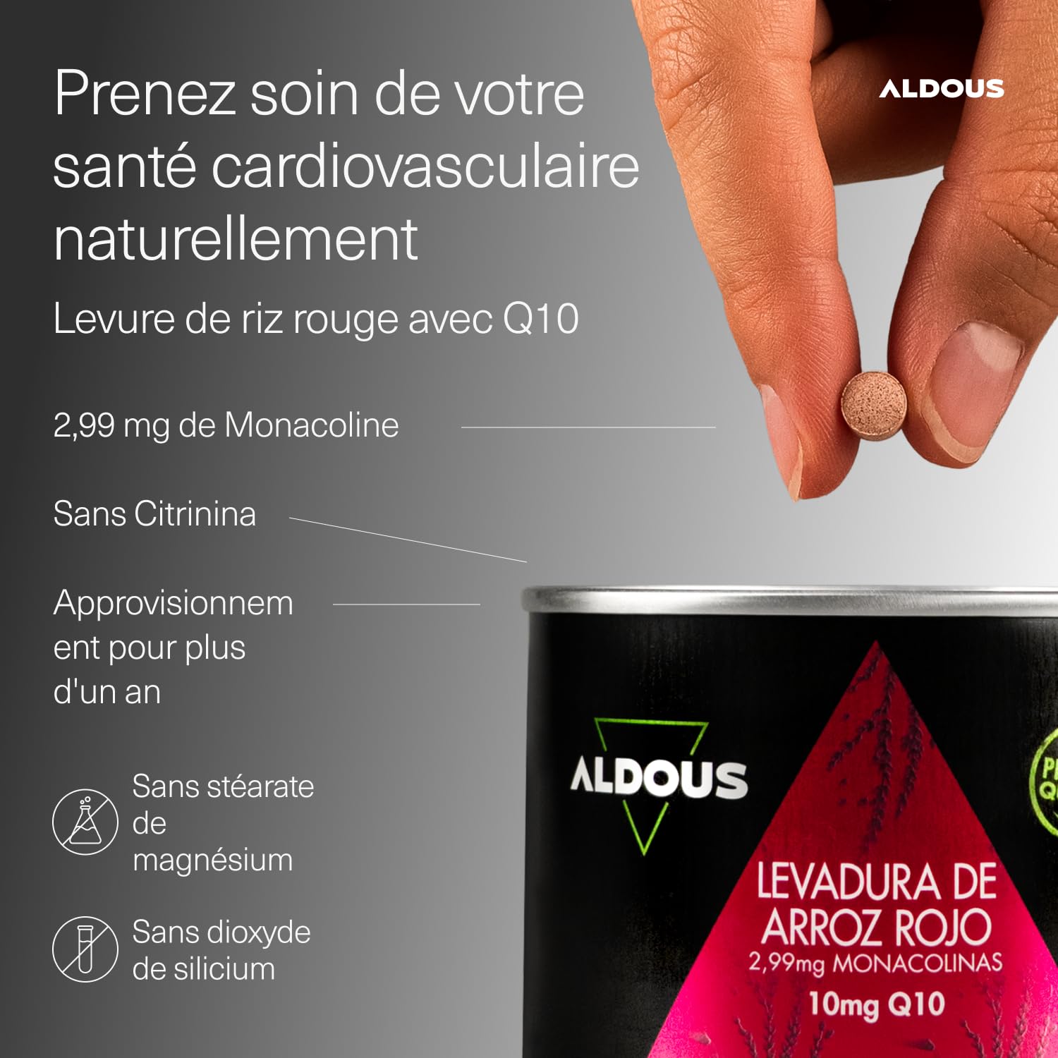 Levure de Riz Rouge avec Coenzyme Q10-400 comprimés (+1 an) -Pour le coeur | 2,99mg Monacoline pure - Favorise la circulation sanguine - Levure de Riz Rouge Cholesterol - Vegan - Complement alimentaire